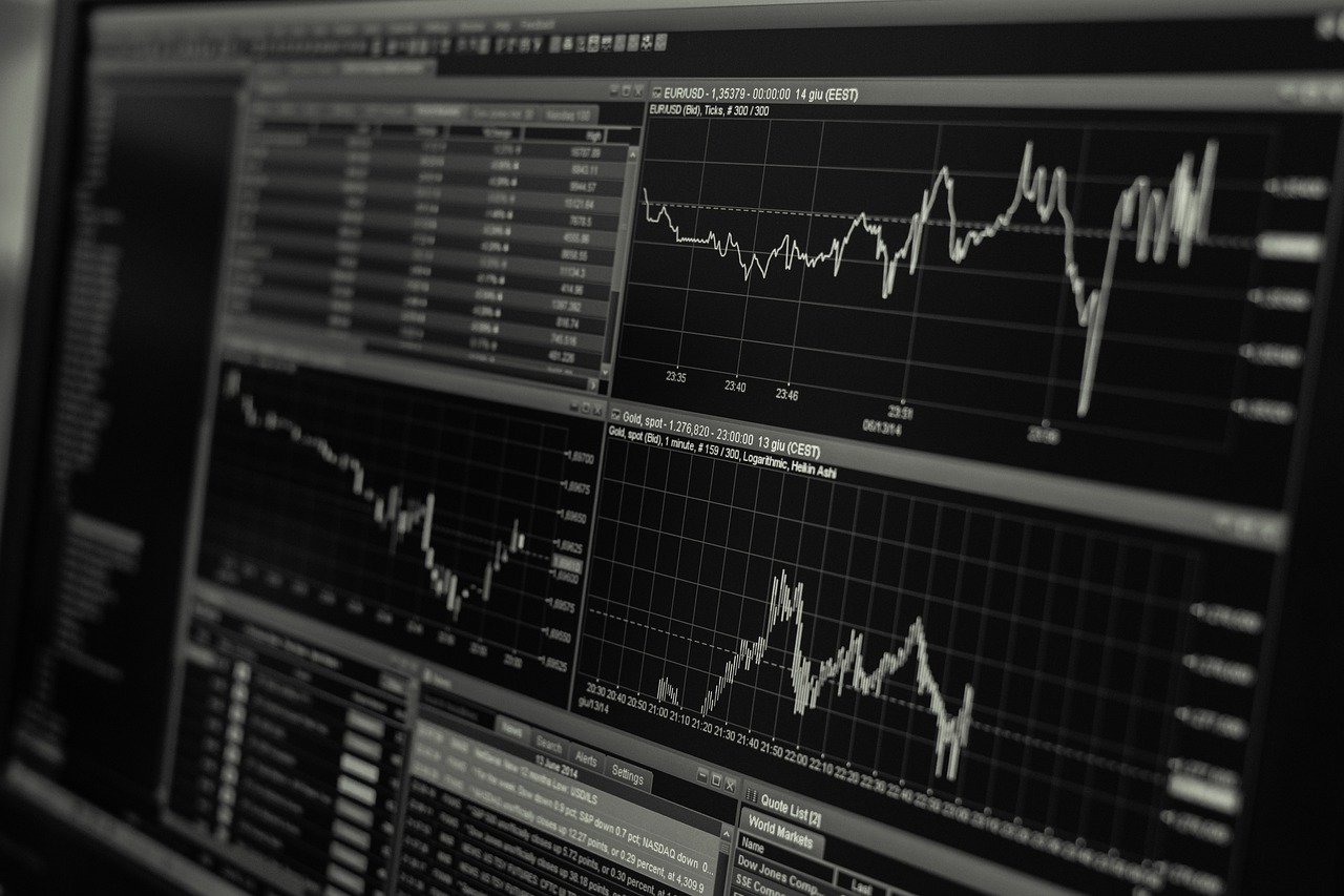 Cryptocurrency price charts and blockchain data analysis